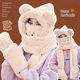 Little Bear Hat for Women, Autumn and Winter Scarf, Gloves, Integrated Hood, Winter Neck Warmer, Cute Plush, Winter Three-Piece Set
