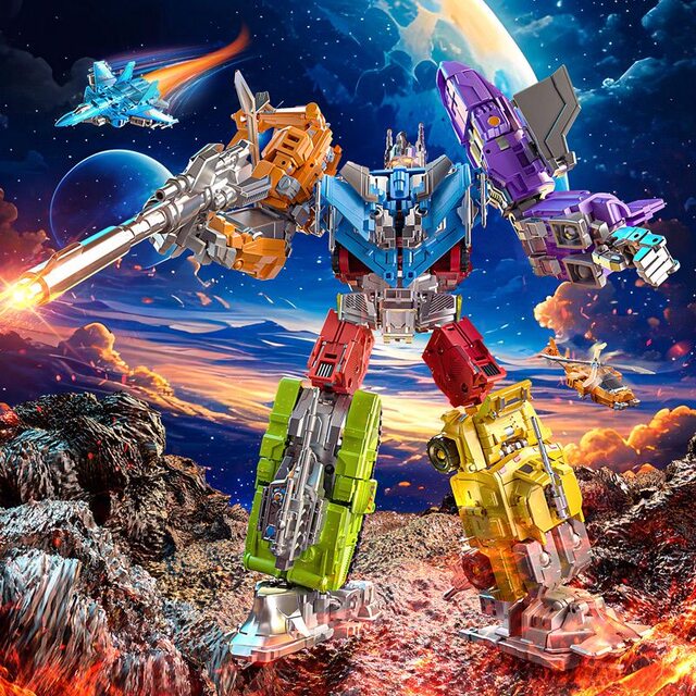 Yue Xing Sea, Land, and Air Transforming Robot 7-in-1 Airplane Tank King Kong Assembleable Combined Robot Toy for Children Boys