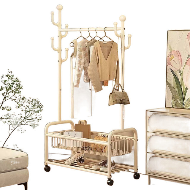Simple Coat Rack, Bedroom Floor-Standing Clothes Rack, Vertical Clothes Rack, Balcony Mobile Household Clothes Drying Rack, Clothes Rack Factory