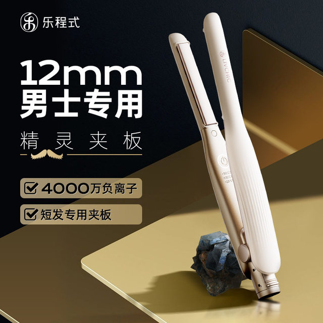 Curling Iron for Men, Flat Iron for Short Hair and Bangs, Negative Ion Straightener, Dual-Use for Straightening and Curling, Small Flat Iron