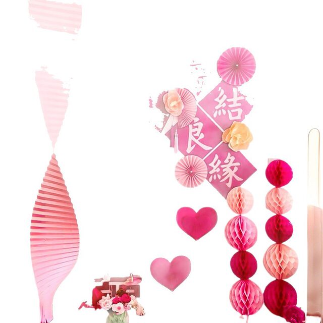 Pink Wedding Room Living Room Decoration Set for the Bride's Bedroom, Dressing Gown Photo Background, and Decorative Garlands