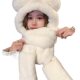 Plush Teddy Bear Hat, Autumn and Winter Women's Scarf and Gloves Set, Winter Neck Warmer, Cute Cartoon, Warm Winter Three-Piece Set