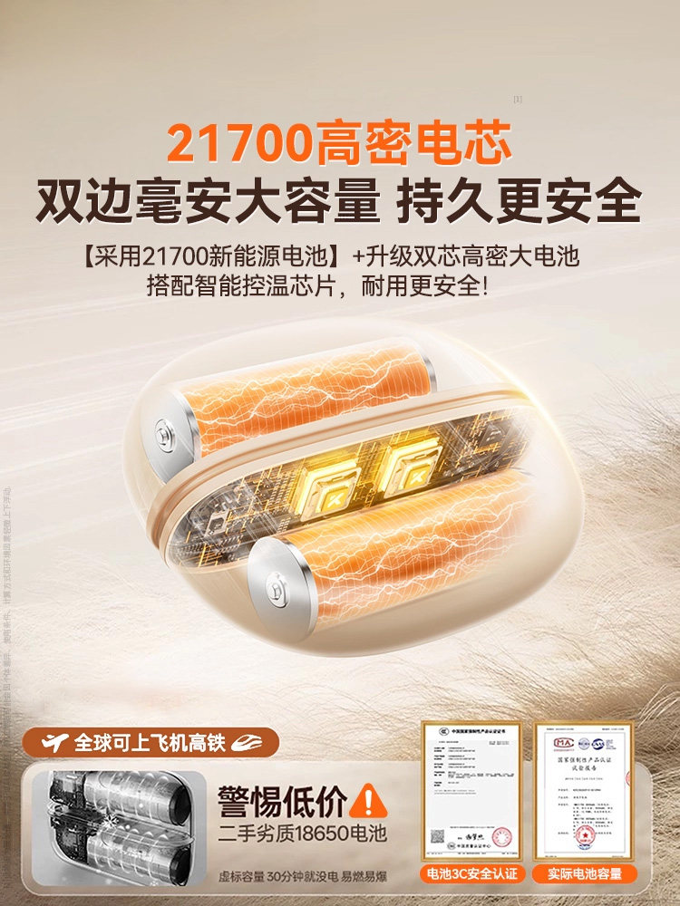 [3C Certified] 2025 New Hand Warmer, Handheld Self-Heating Rechargeable Dual Magnetic 2-in-1 Graphene Explosion-Proof Genuine Hand Warmer, Gift for Girls, Students, Children, Couples