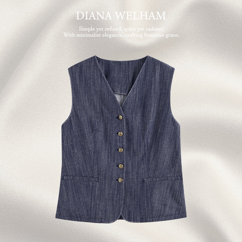 32385 26Th Spring New Product Classic Blue Casual Women's Sleeveless Slim Vest 0424
