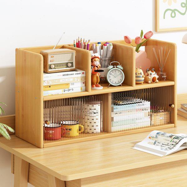 Small desktop bookshelves shelf household simple children's desk storage cabinet non-solid wood new dustproof storage cabinet