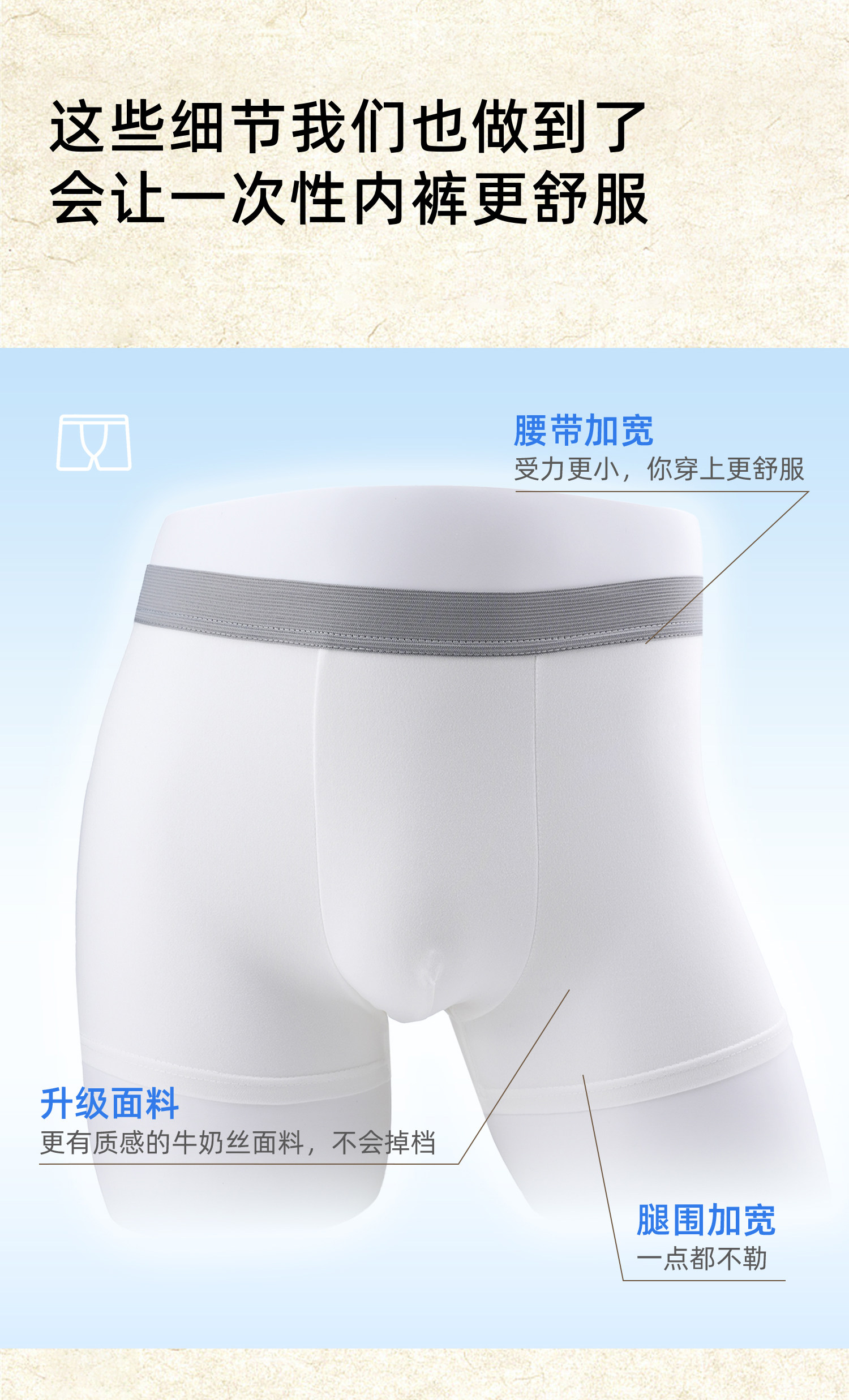 WAYTOGO一次性内裤男士纯棉无菌独立包装日抛免洗医用无痕平角 — 4