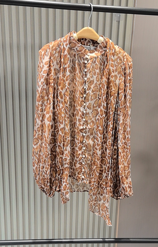 Foreign Trade Polish Mid-To-High-End Women's Clothing Leopard Print Lantern Sleeve Shirt