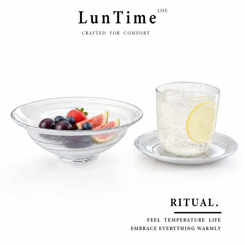 Luntime Transparent Glass Bowl and Plate Set for Home Use in the Living Room, High-Value Fruit Bowl and Plate Cup Combination Tableware Luntime Transparent Glass Bowl and Plate Set for Home Use in the Living Room, High-Value Fruit Bowl and Plate Cup Combination Tableware