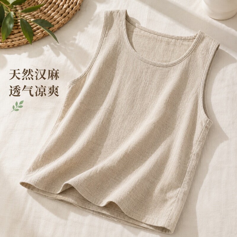 Linen Natural Color Sleeveless Vest for Women, Looks Good When Worn Outside, Breathable and Not Stuffy, Versatile Casual Top for Summer