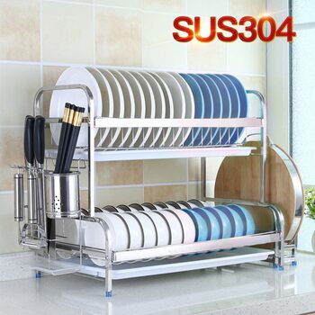 304 stainless steel kitchen bowl rack household countertop dish storage rack multi-function small bowl dish drain rack