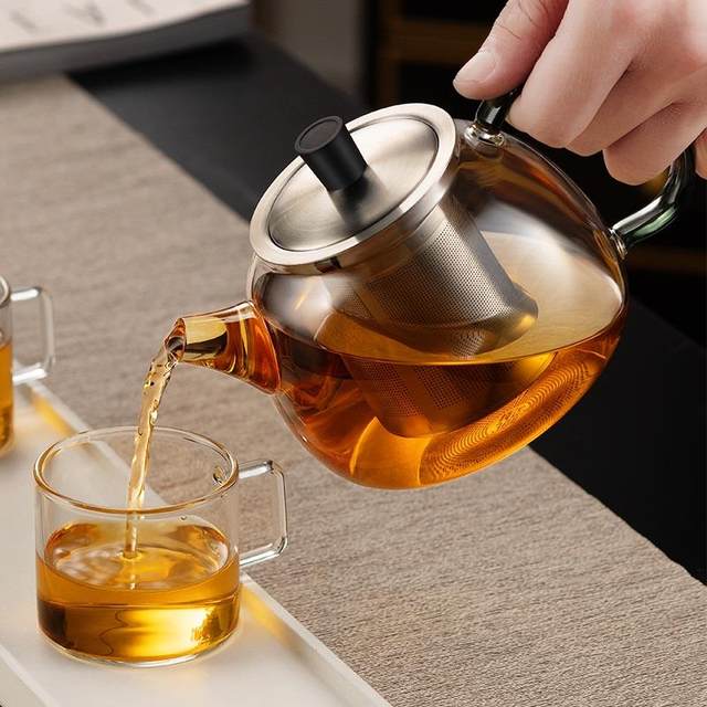 Glass Teapot, High Temperature Resistant, Large Capacity, Heat-Resistant Tea Kettle, Household Kettle, Tea Set, Single Pot