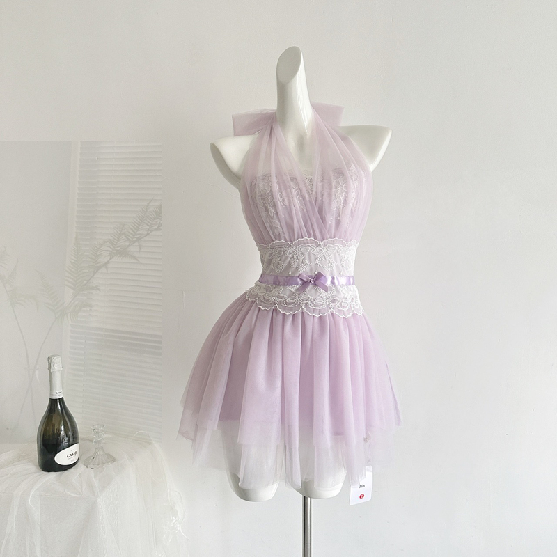 Even-26Ss Dusk Wisteria Nway Multi-Way Wear Lavender Purple Lace Dress 3778-2