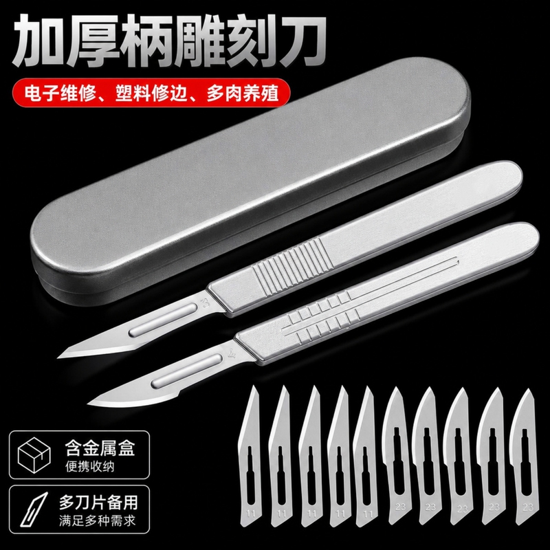 Veterinary Surgical Knife Set No. 11, No. 23 Blades, No. 34 Thickened Stainless Steel Handle, Grafting and Castration Knife, Pedicure Knife Veterinary Surgical Knife Set No. 11, No. 23 Blades, No. 34 Thickened Stainless Steel Handle, Grafting and Castration Knife, Pedicure Knife