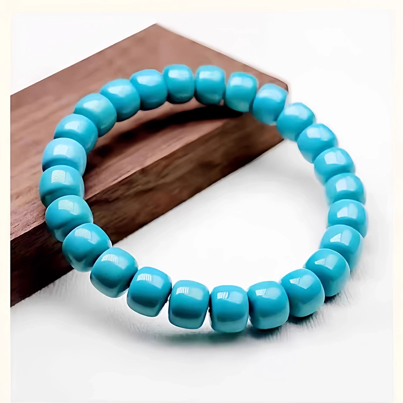 【Nan Nan Host】Elegant Natural Turquoise Bracelet from Hubei, Old-Style Loose Beads, Hubei Original Ore 2