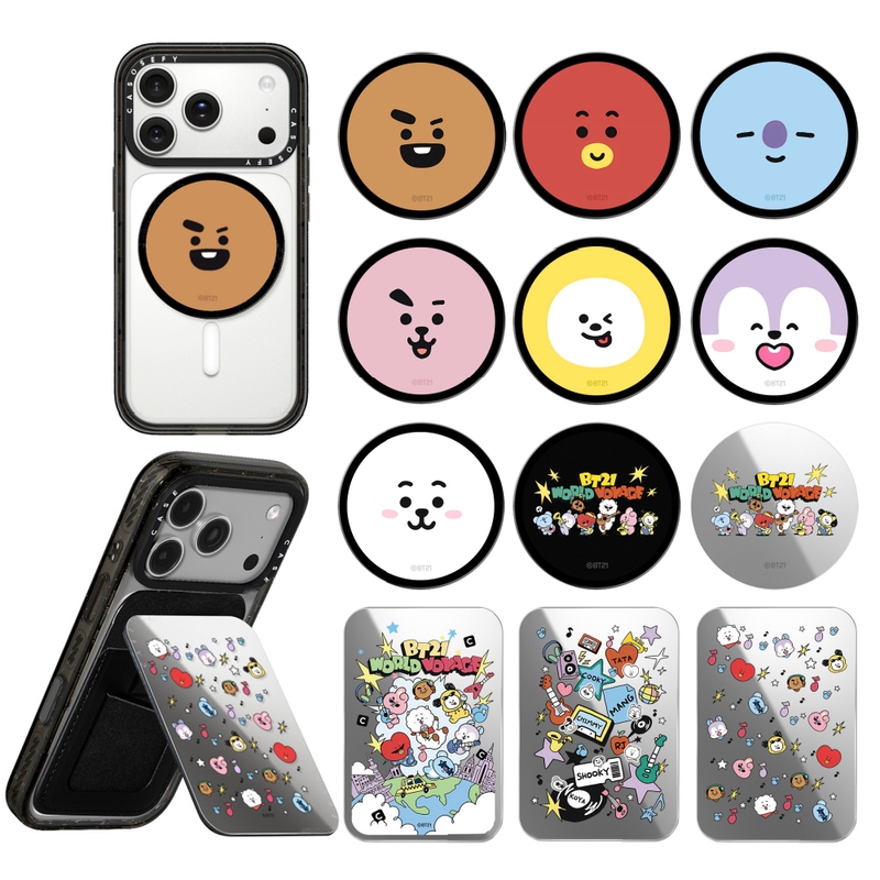 Case Cartoon Expression Bt21 Series Magnetic Phone Stand Magsafe Mirror Card Holder Folding Telescopic Stand