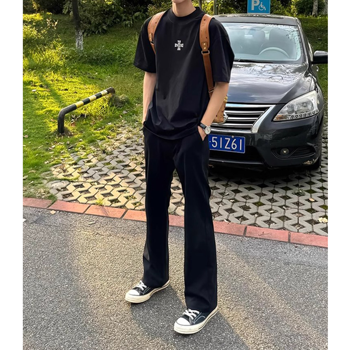 Прямые брюки из черного ледяного шелка, мужские летние тонкие брюки-американки с разрезом, cleanfit cool feeling, быстросохнущие брюки с микро-притиркой