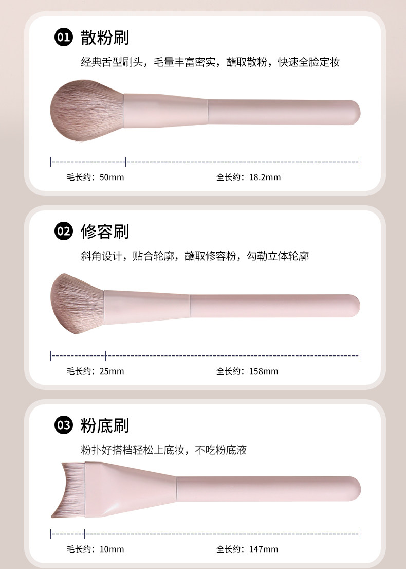 【中國直郵】 化妝刷組 13支桃粉套裝+升級拉鍊化妝包+字帖