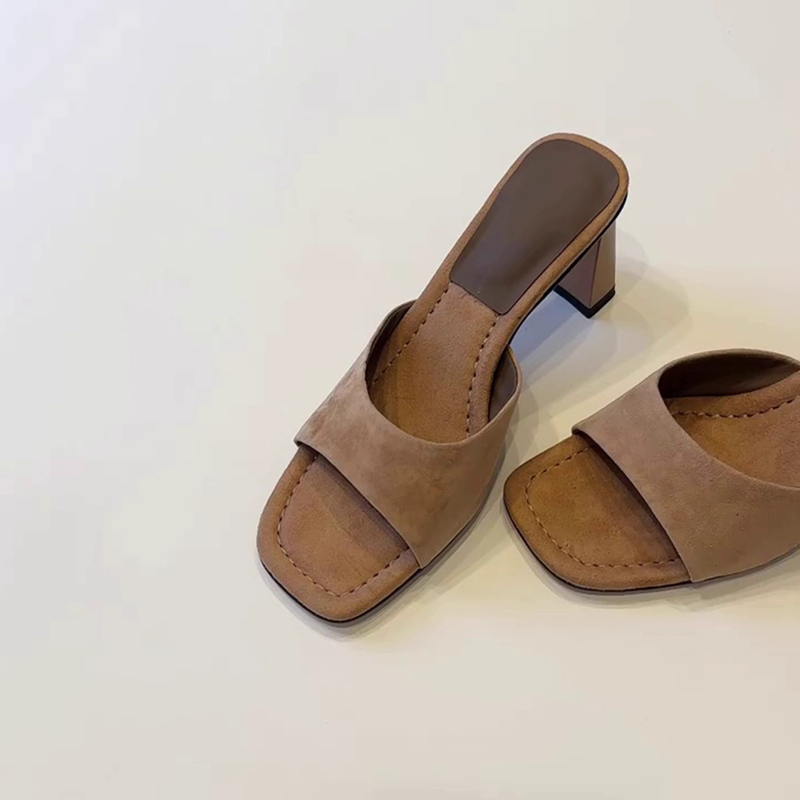 Sheepskin Version~ French Retro Square-Toe Chunky Heel High Heels for Women 2025 New Style Single Strap Mid-Heel Sandals Mules Sheepskin Version~ French Retro Square-Toe Chunky Heel High Heels for Women 2025 New Style Single Strap Mid-Heel Sandals Mules