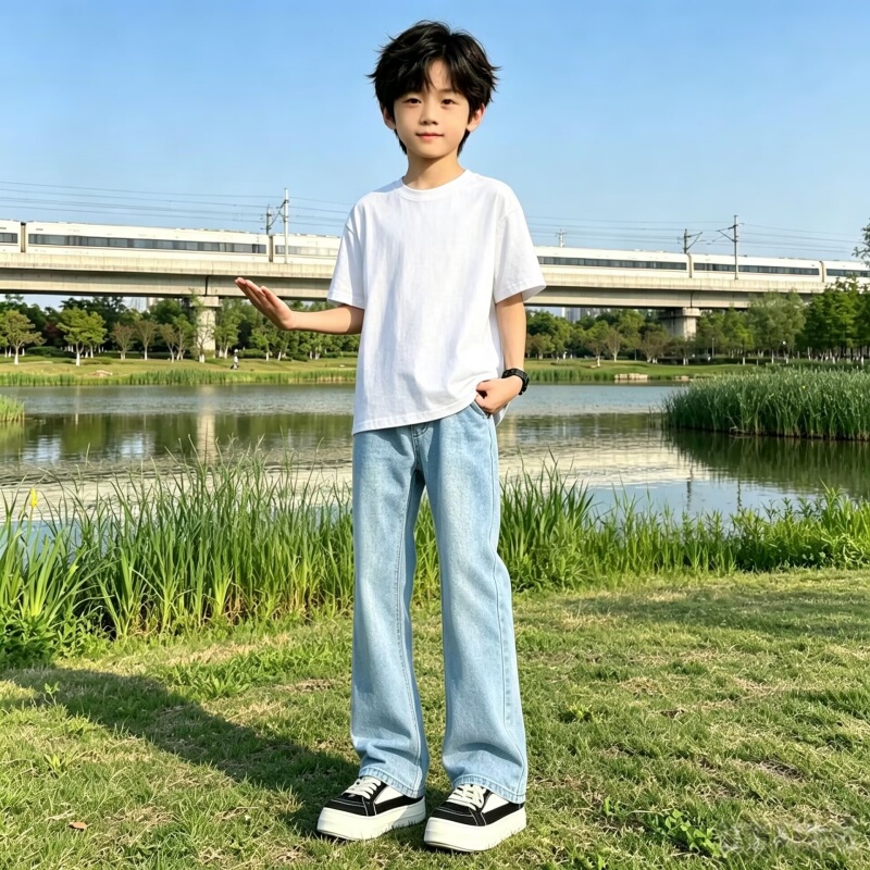 Children's 2026 Spring/Summer New Flared Jeans for Boys, Fashionable and Versatile, Trendy, Height-Enhancing and Slimming Denim Pants Children's 2026 Spring/Summer New Flared Jeans for Boys, Fashionable and Versatile, Trendy, Height-Enhancing and Slimming Denim Pants