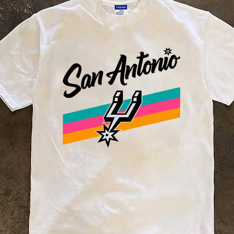 San Antonio Spurs City Jersey Basketball Short-Sleeve T-Shirt European Style Heavyweight Pure Cotton Regular Shoulder Round Neck Top San Antonio Spurs City Jersey Basketball Short-Sleeve T-Shirt European Style Heavyweight Pure Cotton Regular Shoulder Round Neck Top