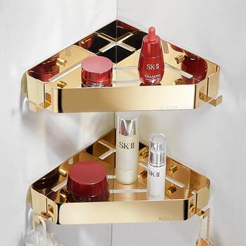 Bathroom storage rack without punching 304 stainless steel shower room bathroom wall-mounted light luxury golden storage tripod