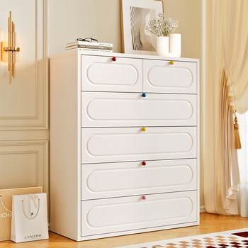 Modern Minimalist Iron Art Storage Cabinet Dopamine Storage Cabinet Cream Style Floor-Standing Drawer Cabinet