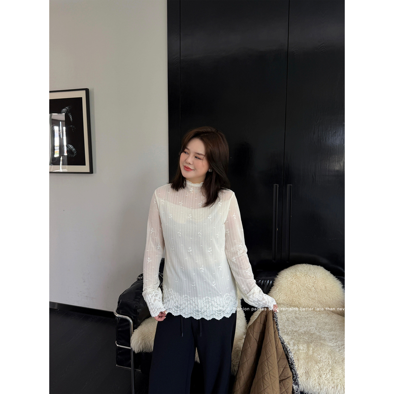 Jojo's Private Clothing |   Stretch Lace + Positioning Pattern, Plus-Size Autumn and Winter Wavy Hem Inner Layer Base Layer Mk15572