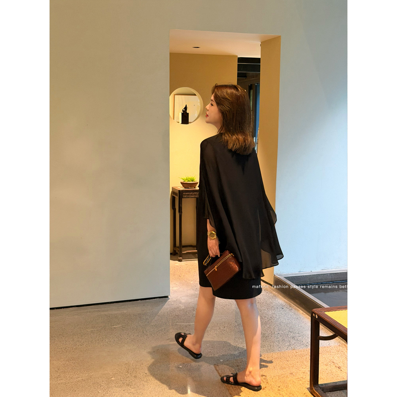Jojo's Private Clothing | High Drape Soft Satin Plus Size Dress with Chiffon Patchwork Shawl Dress Mk15162 Jojo's Private Clothing | High Drape Soft Satin Plus Size Dress with Chiffon Patchwork Shawl Dress Mk15162