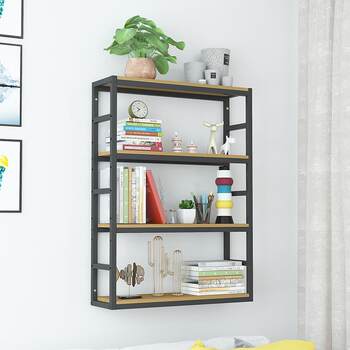 Wall shelf simple living room wall-mounted iron bookshelf wine rack home desktop decoration storage rack wall hanging cabinet