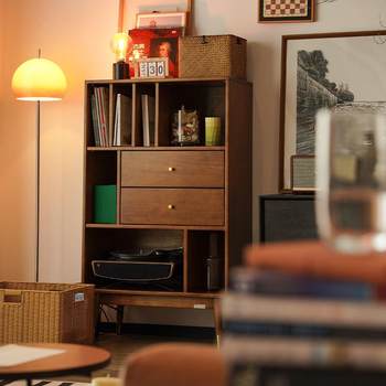Dojus nordic solid wood bookcase living room wall cabinet floor-standing storage cabinet storage cabinet simple bookcase