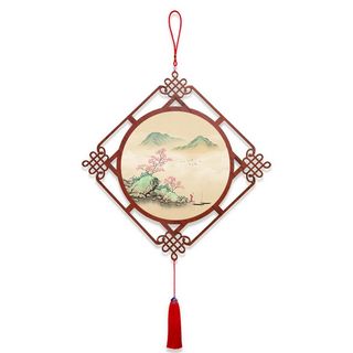 新年装饰挂件2025新款禅意山水客厅挂画带中国结中式玄关过道挂饰