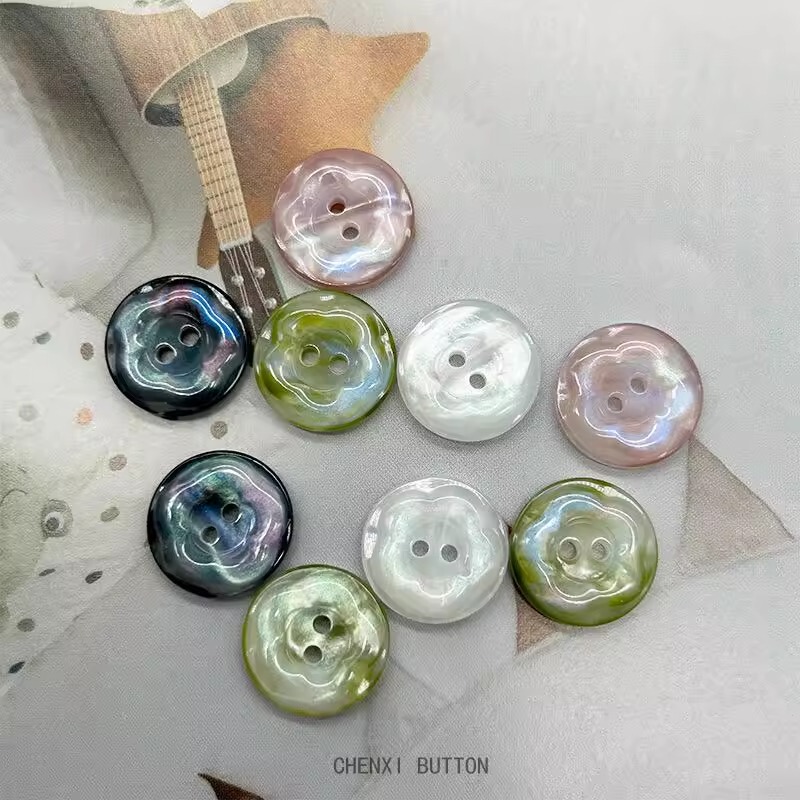 High-End Manhattan Round Flower Two-Button Shirt Cardigan Children's Clothing Pearlescent Pink Dazzling Shimmering Shirt Buttons