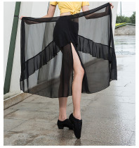 Dynamic flowing Latin dance dress chiffon skirt dance skirt lace-up skirt yoga hip scarf apron Latin performance dress