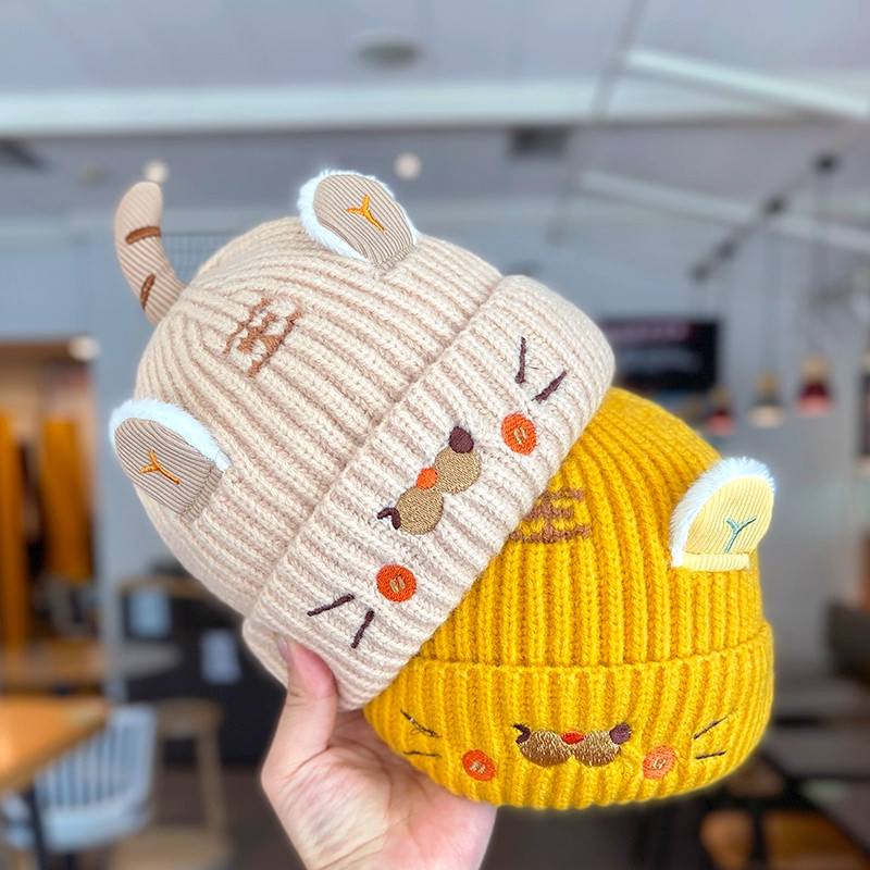 Baby Hat, Autumn and Winter Style, Cute and Super Adorable, Woolen Hat for Infants and Young Children, Winter Warm Ear Protection, Baby Knitted Pullover Hat