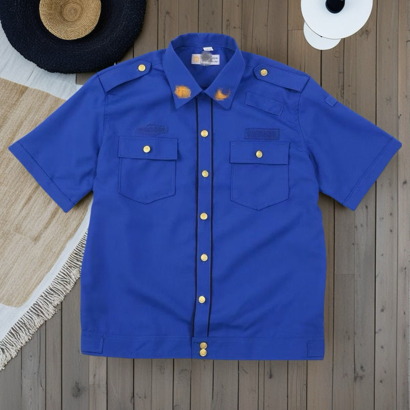 City Workwear Short-Sleeved Jacket Shirt Security Guard Long-Sleeved Straight-Cut Shirt Security Work Uniform Wear-Resistant Dark Blue