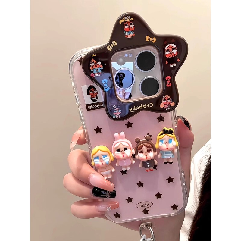 Japanese Eumeya Personalized Star Cartoon Cute Crying Baby Phone Case Suitable for Apple 17 Pro Max iPhone 17 Female 14 Chain 16 Internet Celebrity 16 Pro Anti-Drop Protective Case 15 Pro Girly Style