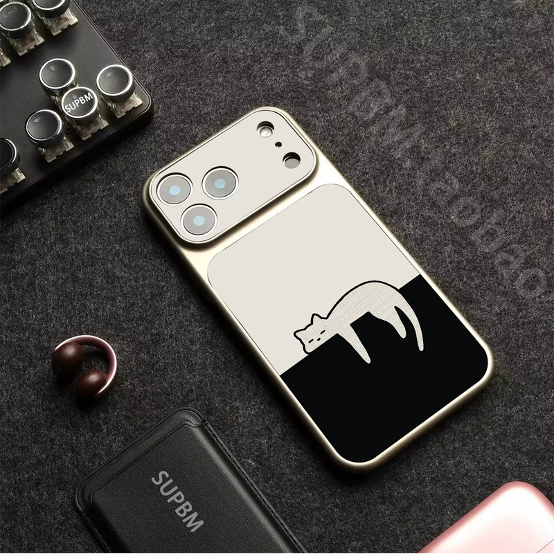 Japanese Eumeya Lazy Black and Gray Cat Magnetic Phone Case for Apple 18Promax, 17Pro New Model, Super Popular Air, Very Stylish 16, Niche High-End 15, Men's 14 Protective Case 13