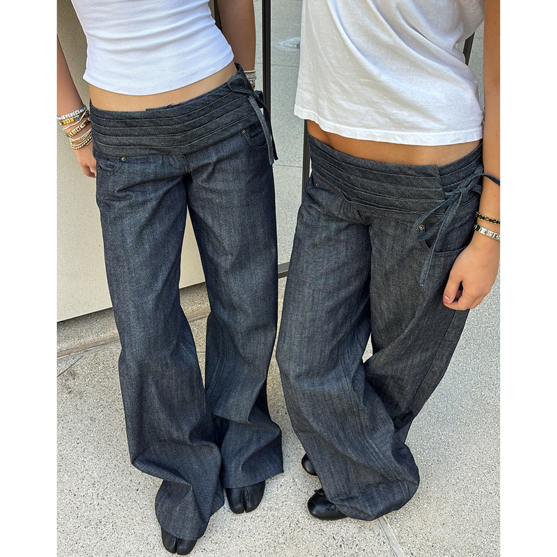 Euozvan Charcoal Gray Drawstring Pleated Design Casual Pants for Women, Loose and Versatile Floor-Length Trousers