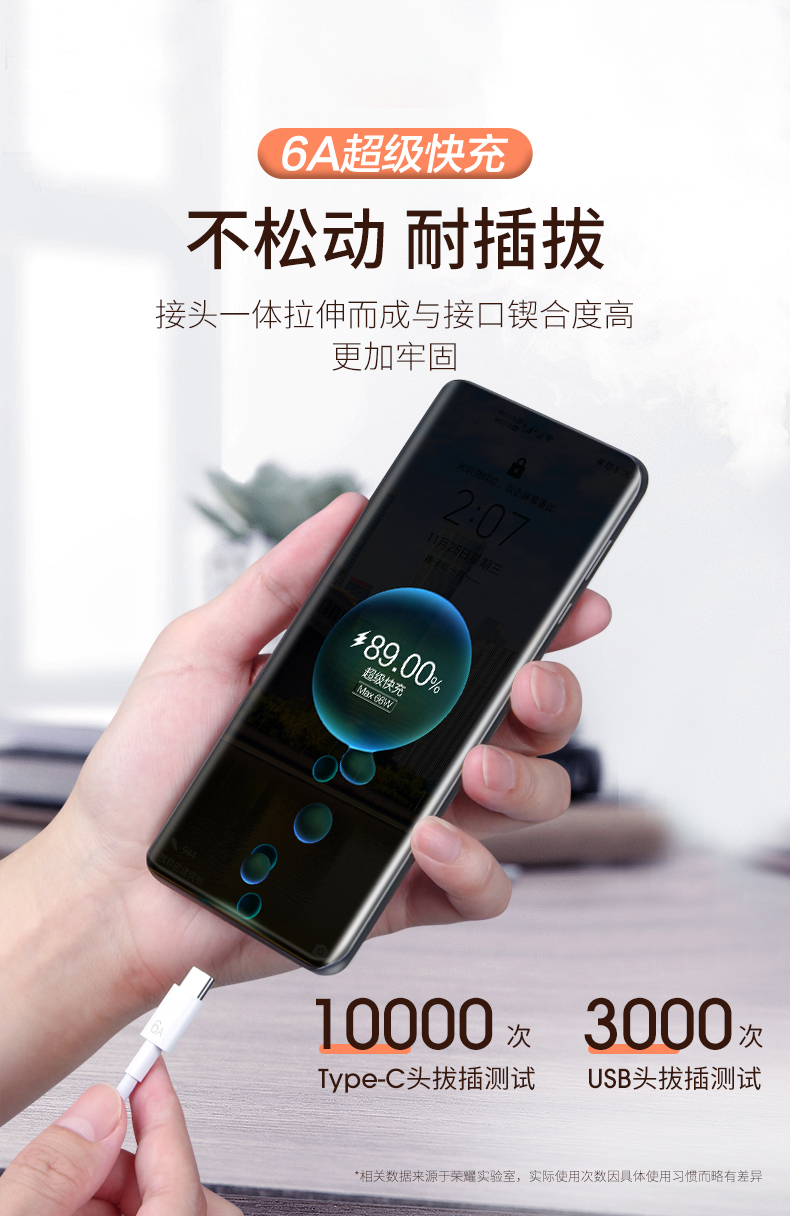 荣耀原装typec数据线6A超级快充66W手机100W官方300正品50充电线插图7