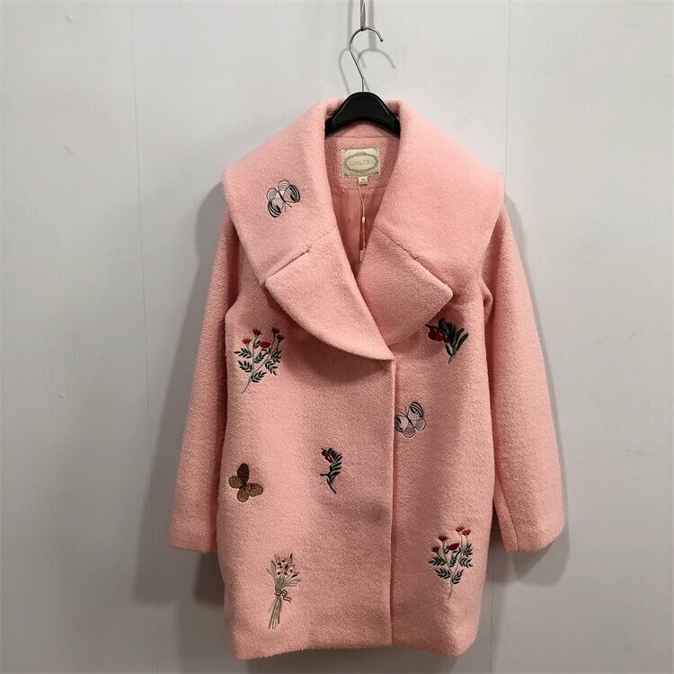 Size 160 【Ling】 Women's Fashionable Ladylike Embroidered Coat 5-1-632