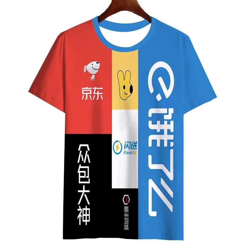 Summer 2025 Takeaway Warrior Outfit Patchwork T-Shirt Fashion Trendy Short-Sleeve Breathable 3D Printed Round-Neck T-Shirt Hot Item