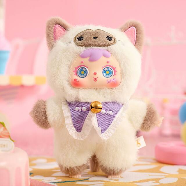 Samuel Three Little Furry Cats Miniature Party Vinyl Plush Pendant Blind Box Girl's Gift Doll Figurine