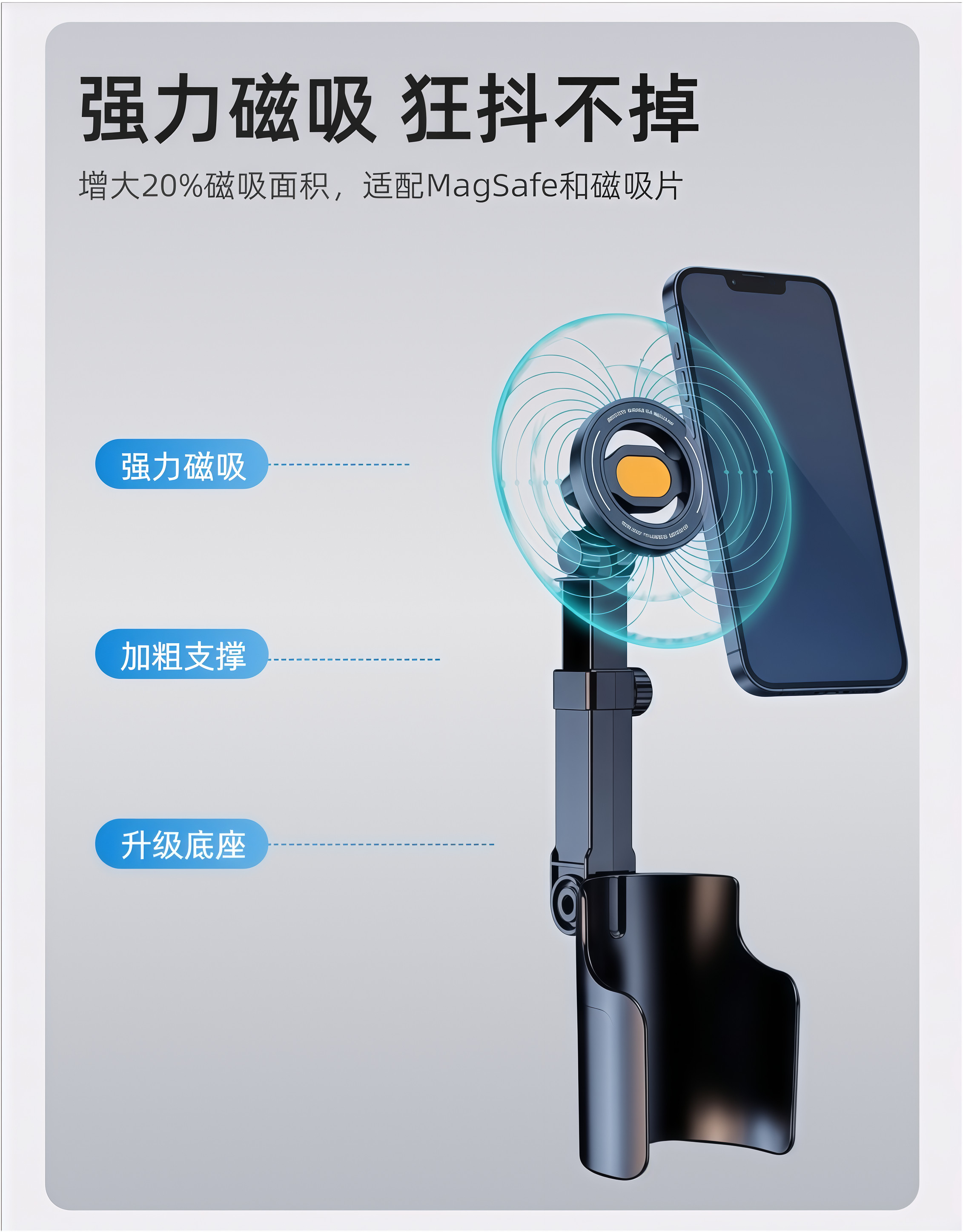 2026 New Model Car Cup Holder Mount, Magnetic Car Phone Holder, Cup Holder Seat Navigation Mount, Supports Horizontal and Vertical Screen Orientation