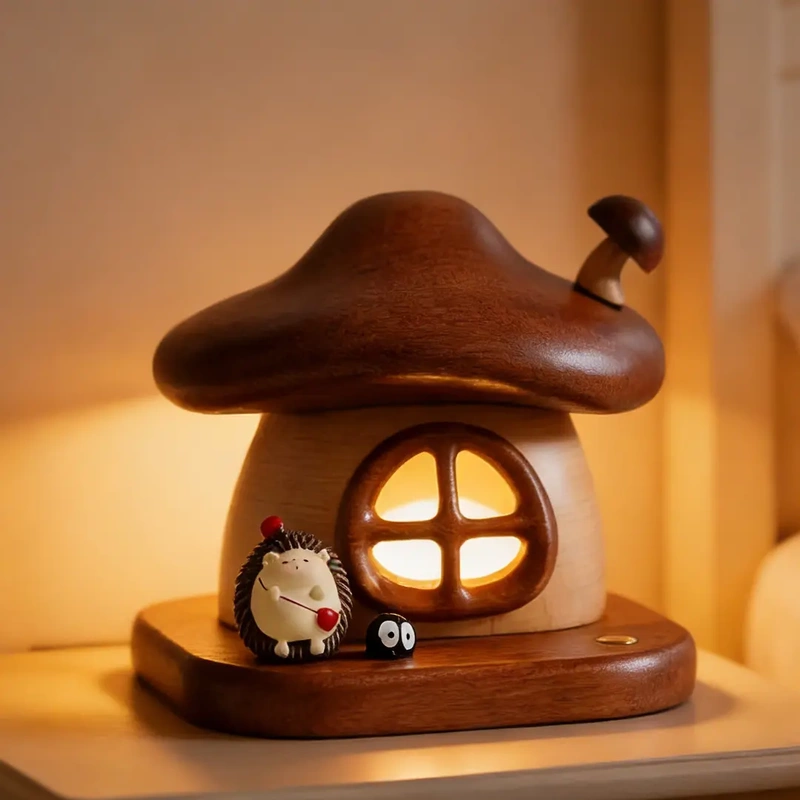 Mushroom House Night Light Ornament, Home-Use Rechargeable Led Bedside Atmosphere Lamp, Children's Room Decoration, Study Room Solid Wood Mushroom Mushroom House Night Light Ornament, Home-Use Rechargeable Led Bedside Atmosphere Lamp, Children's Room Decoration, Study Room Solid Wood Mushroom