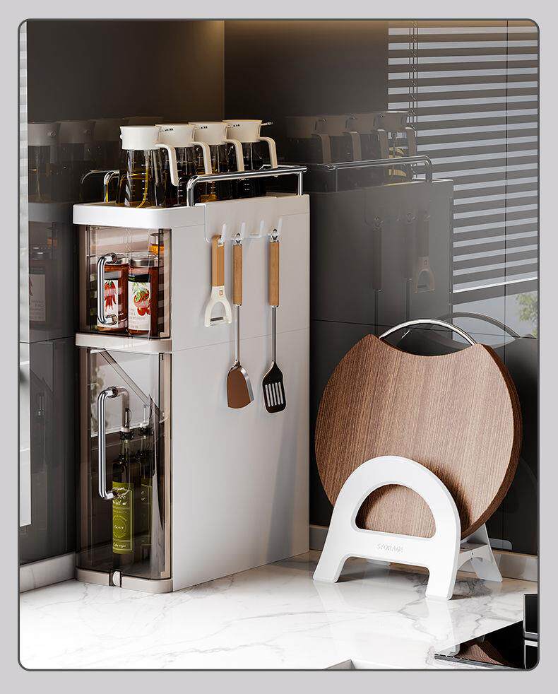 Шкаф Шлица 厨房多功能收纳柜抽拉式调料架防尘防油全封闭置物架缝隙柜夹缝柜