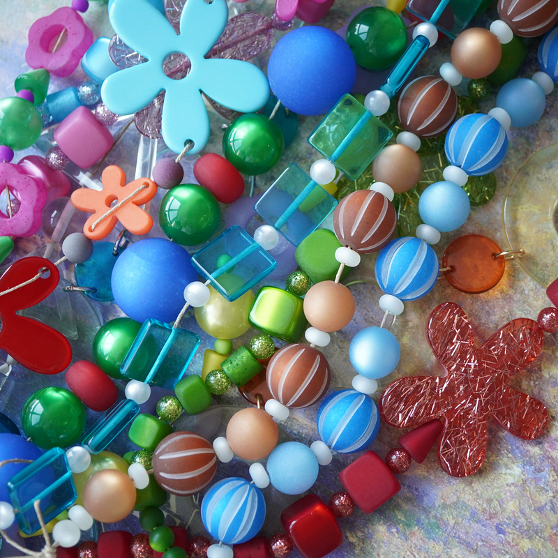 (a String of) Italian Resin Beads, Various Styles of Colorful Resin Beads