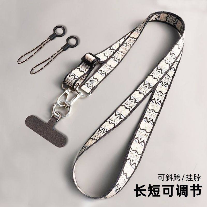 高級感のあるレトロ柄のクロスボディストラップ、長さ調節可能、紛失防止スマホケース、スマホネックロープ