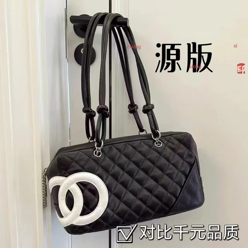 2025 Spring and Summer New Women's Bags, Chanel-Style Vintage Kangpeng Bowling Bag, Quilted Pillow Bag with a High-End Feel