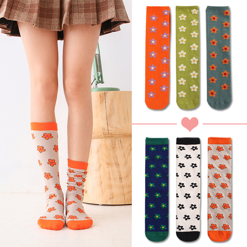 Children's tube socks Korean version of the small flower spring and summer thin section girls stockings Student sports half socks Baby bubble socks