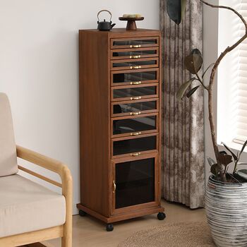 American solid wood tea cabinet dental cabinet simple living room tea set cabinet multifunctional tea cup cabinet drawer storage jewelry cabinet
